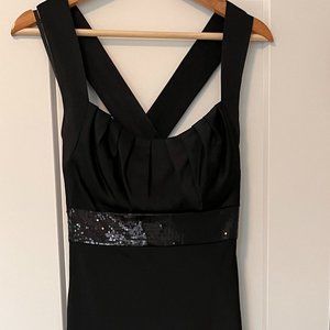 Black Calvin Klein Satin Floor-Length Gown
